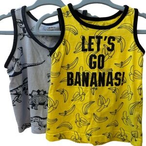 Okie Dokie & Carter’s Yellow Banana Print and Dinosaur Kids Tank Tops